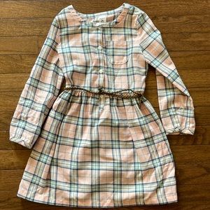 Girls Pink Plaid Carters Shirt Dress with belt size 5T